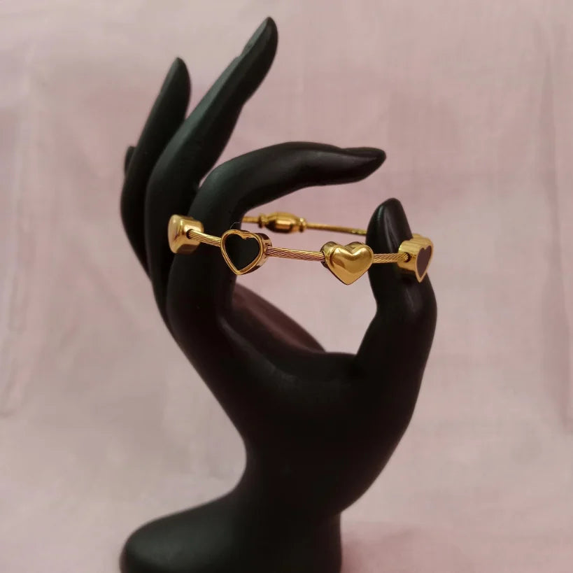 Black Heart Golden Bracelet bracelet by Blingso