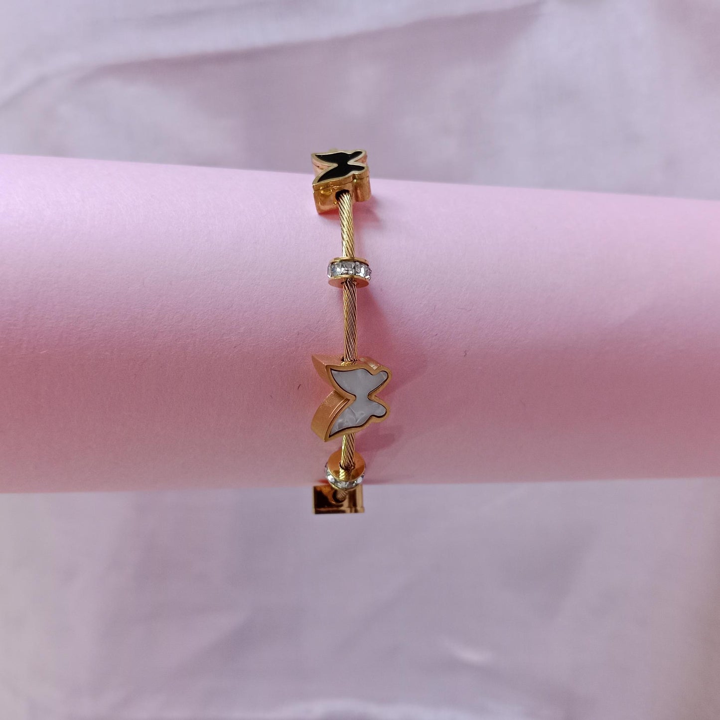 Butterfly White Enamel Bracelet bracelet by Blingso