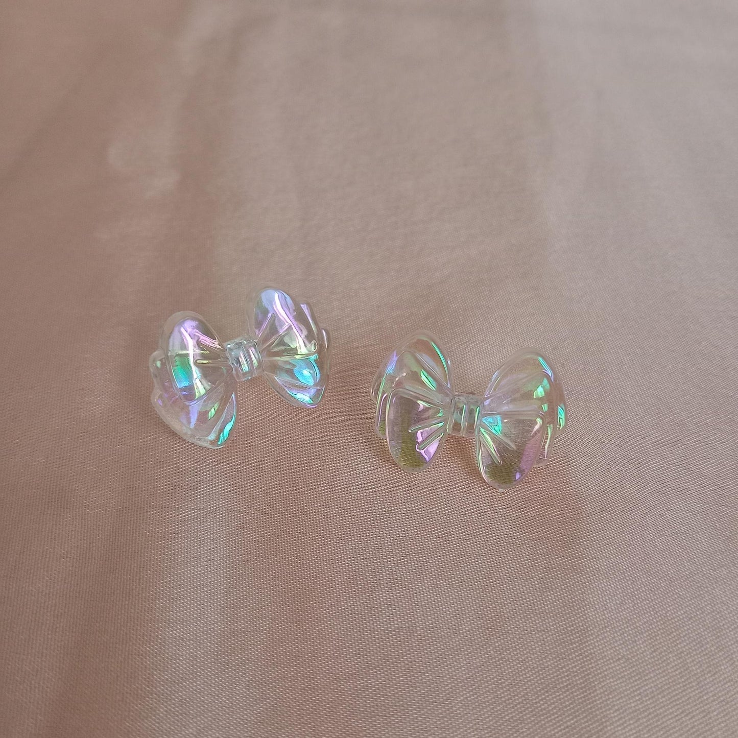 Iridescent Bow Stud Earrings