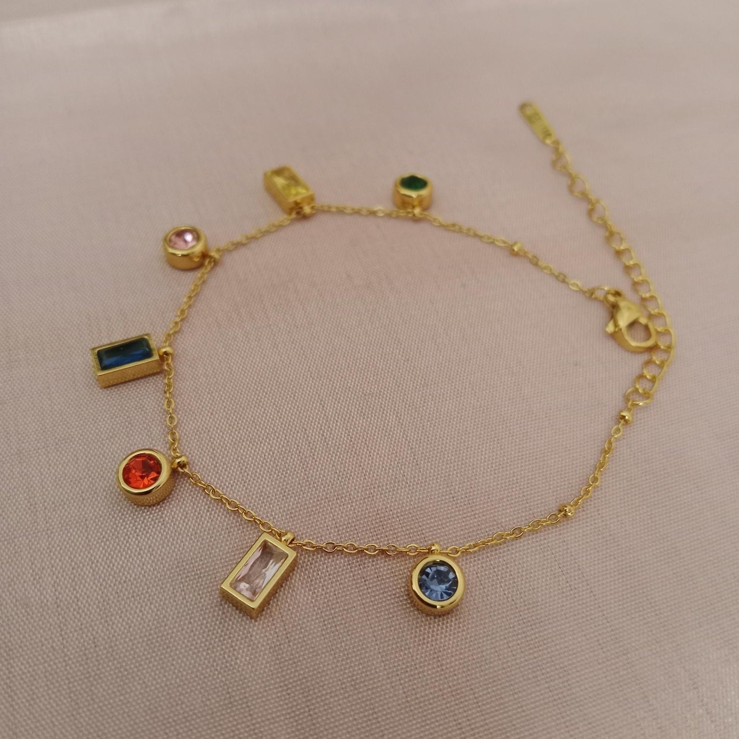 Multicolor Stone Charm Chain Bracelet bracelet by Blingso