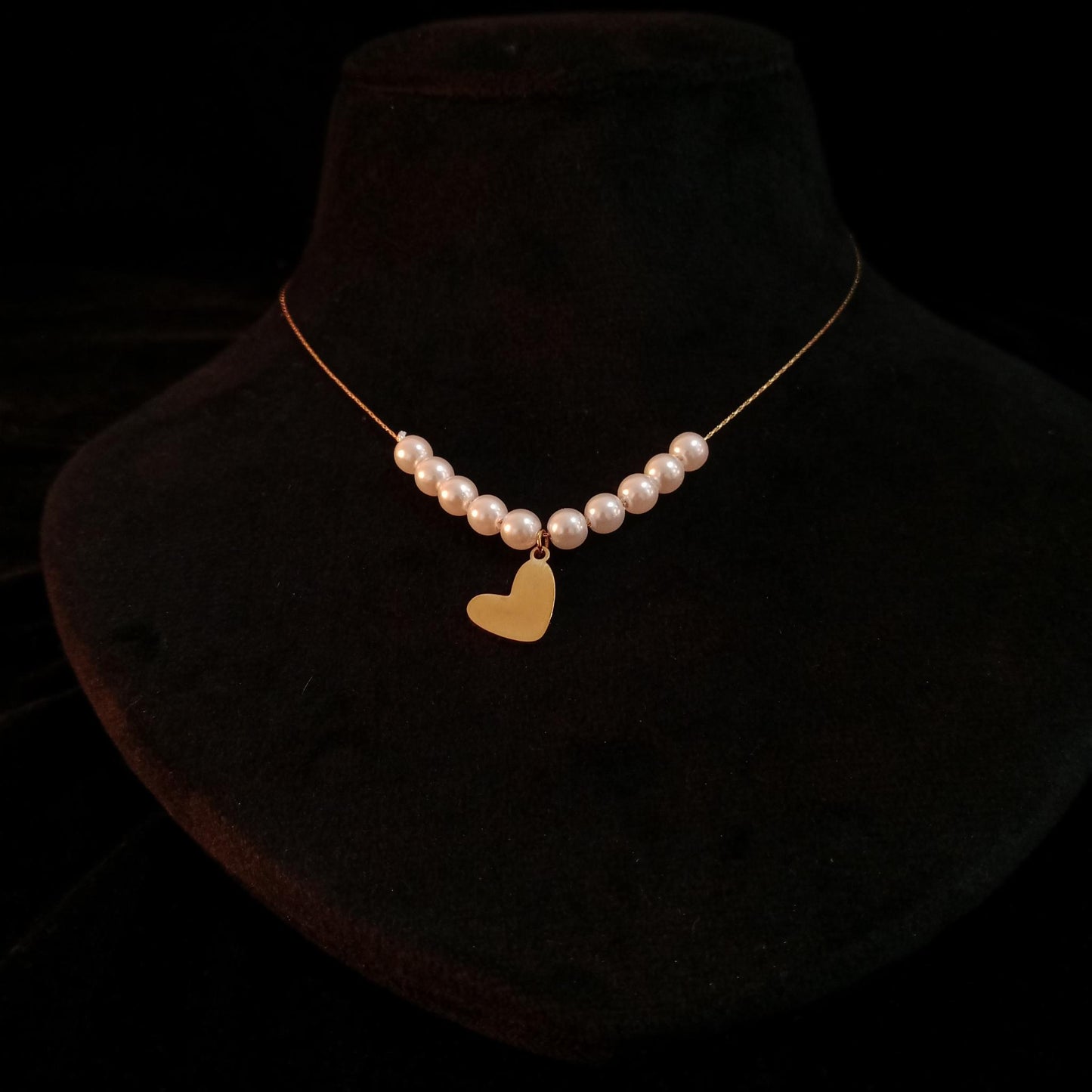 Pearl Heart Golden Pendant Neckpiece view 4