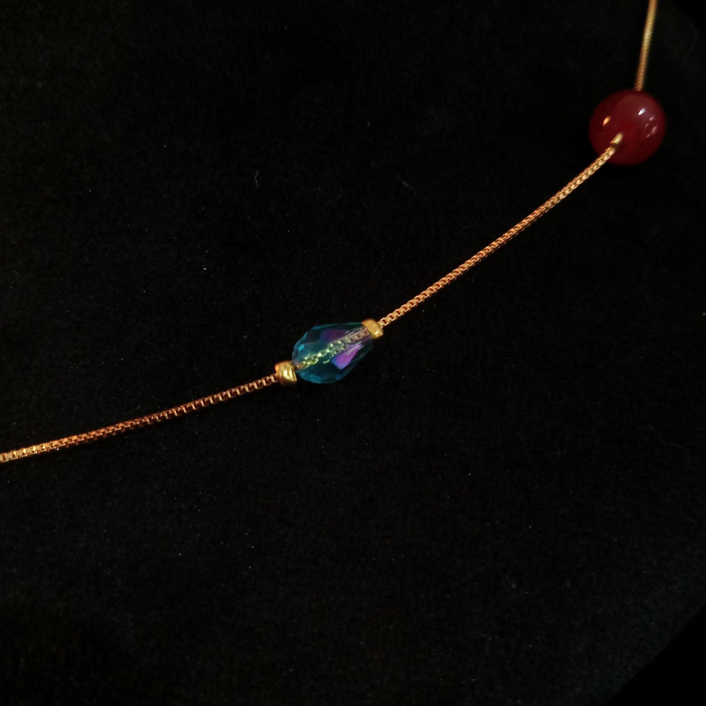 Red & Blue Beaded Minimal Neckpiece - Beaded