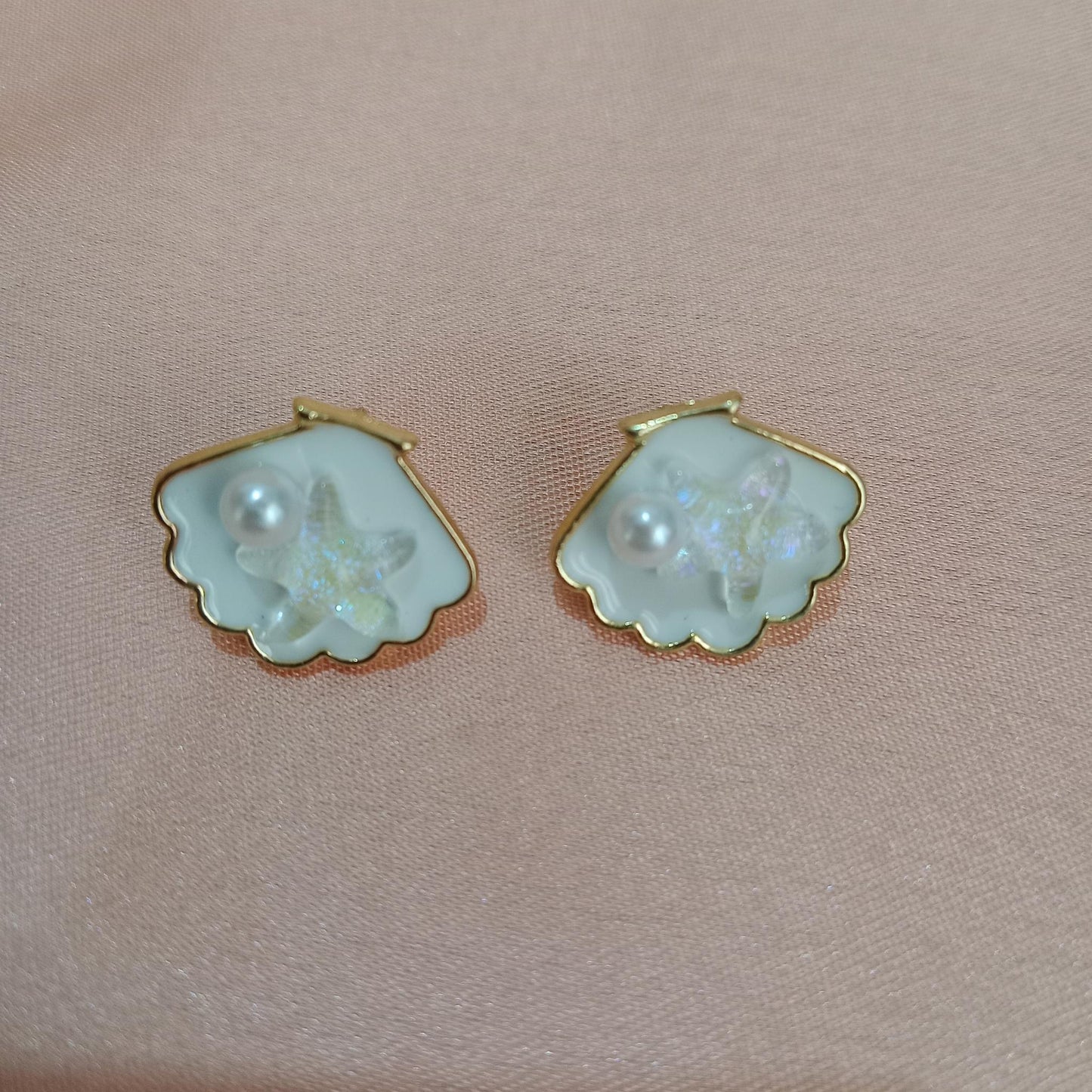 Seashell Pearl Starfish Earrings