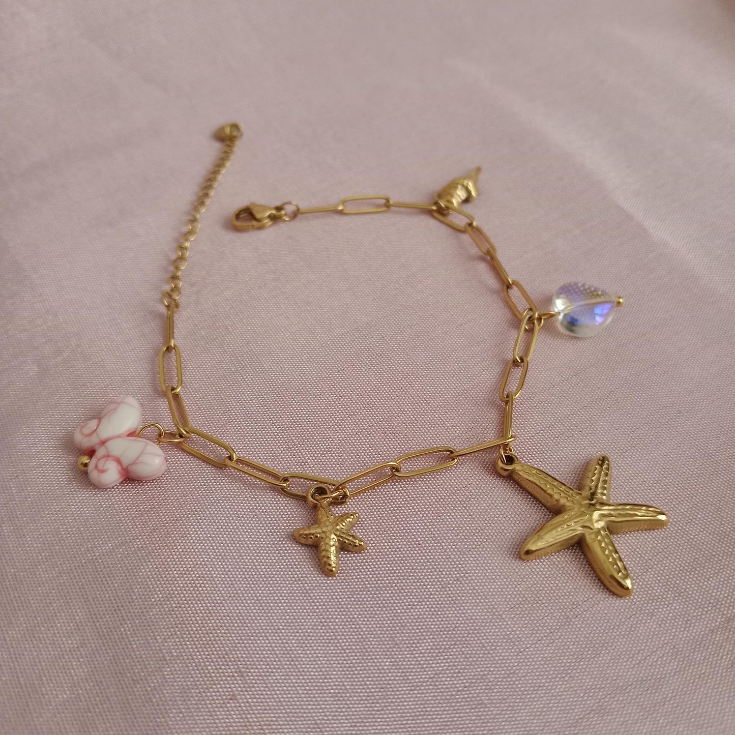 Starfish Shell Charm Chain Bracelet bracelet by Blingso