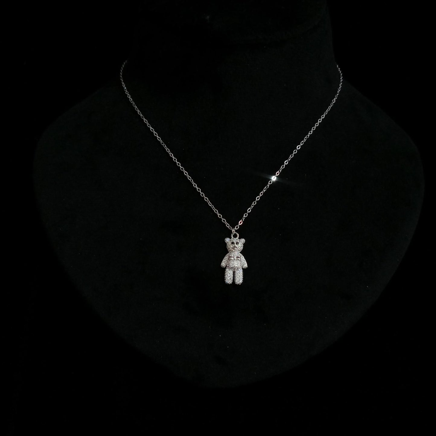 Teddy Sparkle Silver Pendant Neckpiece view 4
