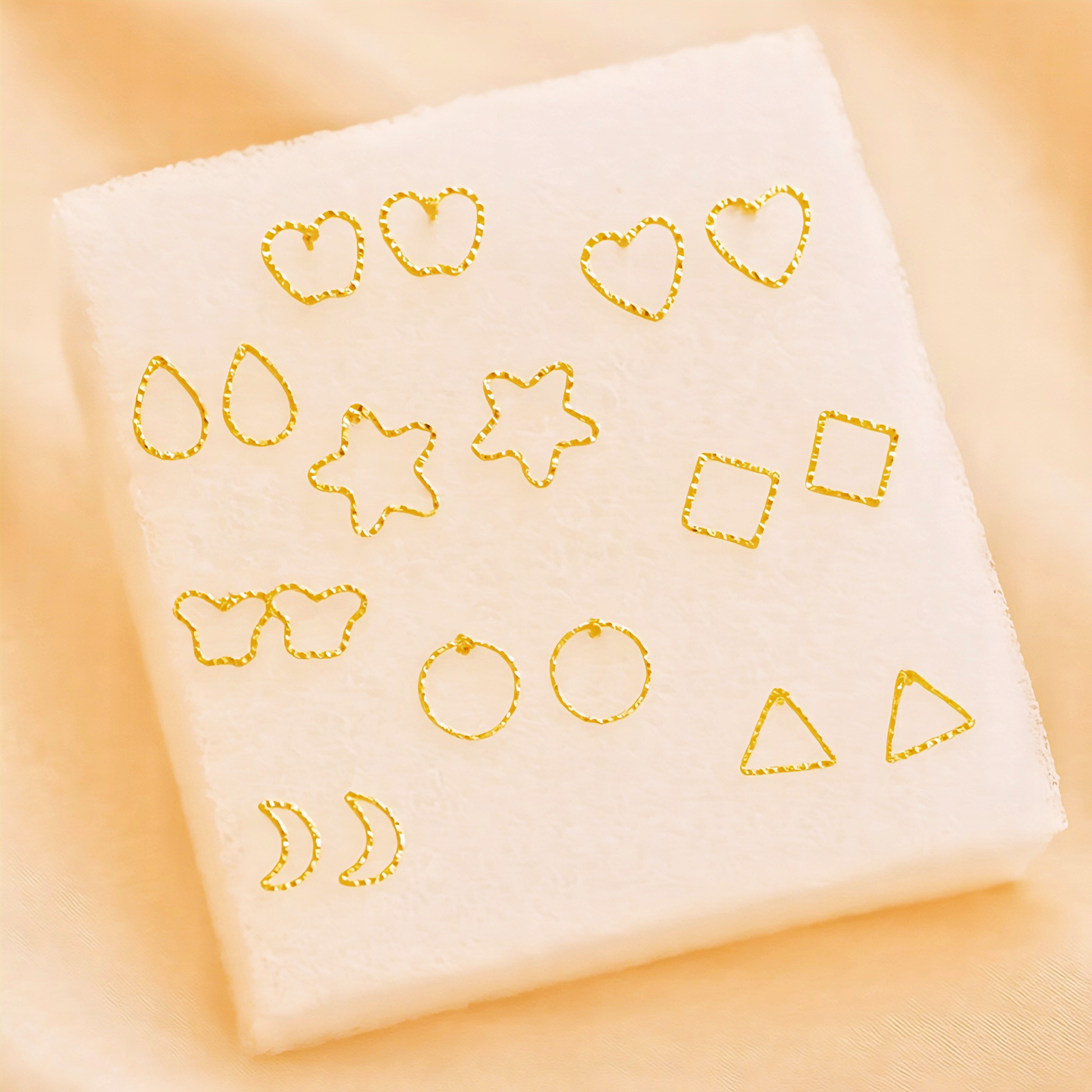 9-in-1 Earring Studs Combo Set – Gold Tone