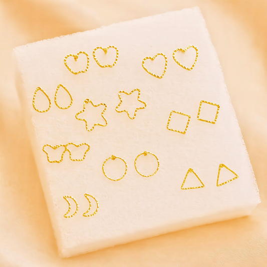 9-in-1 Earring Studs Combo Set – Gold Tone