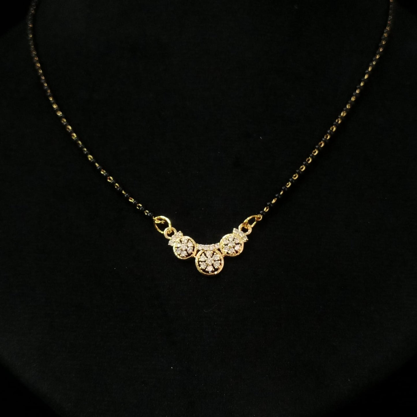 Gold-Plated Triple Bloom Mangalsutra – Elegant Everyday Jewelry by Blingso