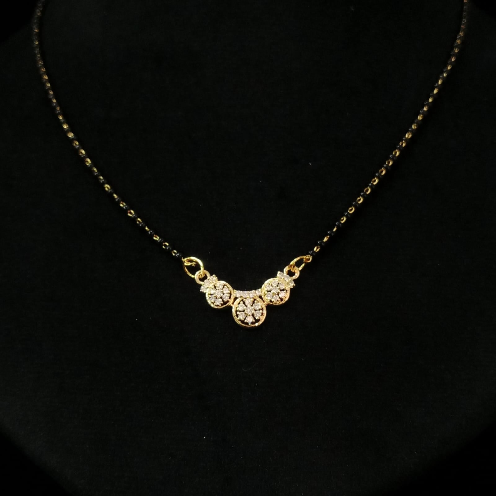 Gold-Plated Triple Bloom Mangalsutra – Elegant Everyday Jewelry by Blingso