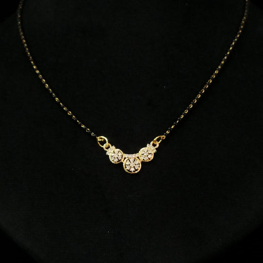 Gold-Plated Triple Bloom Mangalsutra – Elegant Everyday Jewelry by Blingso