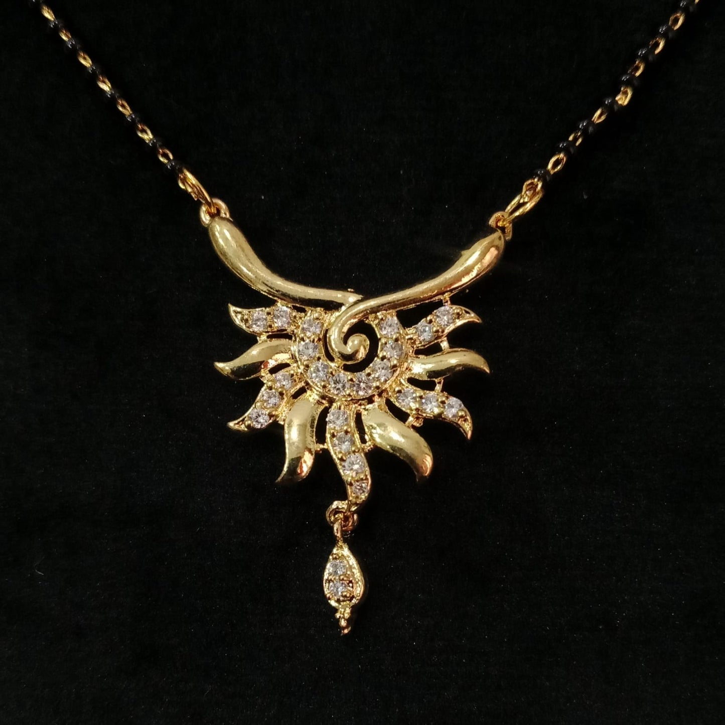 Elegant Half-Sun Mangalsutra in Gold-Plated Finish – Blingso