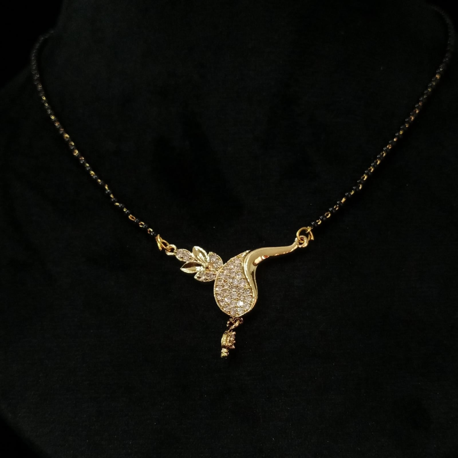 Premium Gold-Plated Leaf Grace Mangalsutra – Full Display | Blingso Everyday Luxury Jewelry