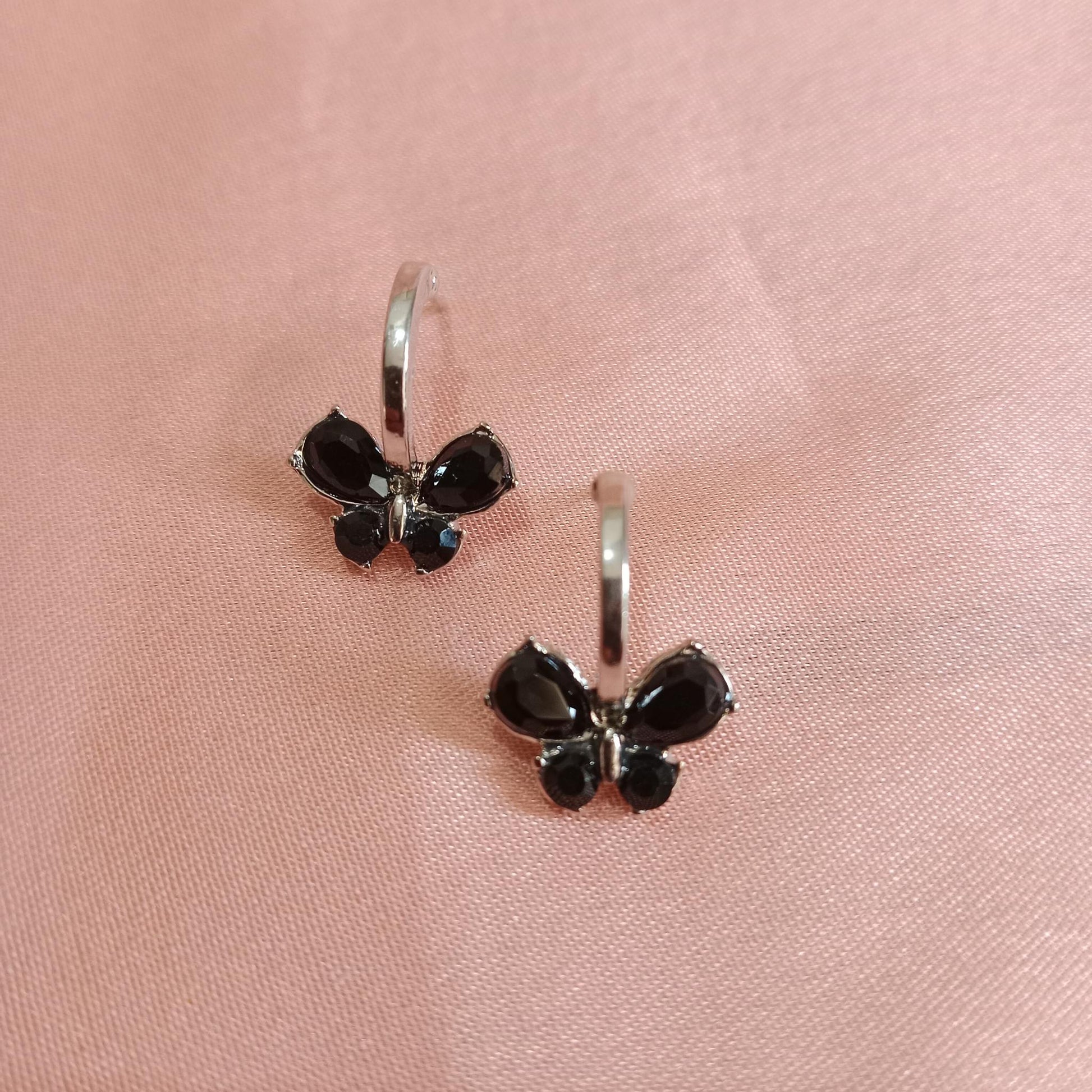 Black Butterfly Drop Earrings