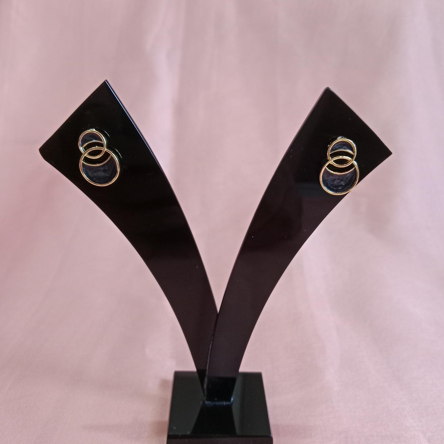 Black Double Ring Earrings