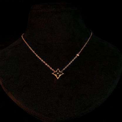 Black Floral Enamel Pendant Neckpiece view 4