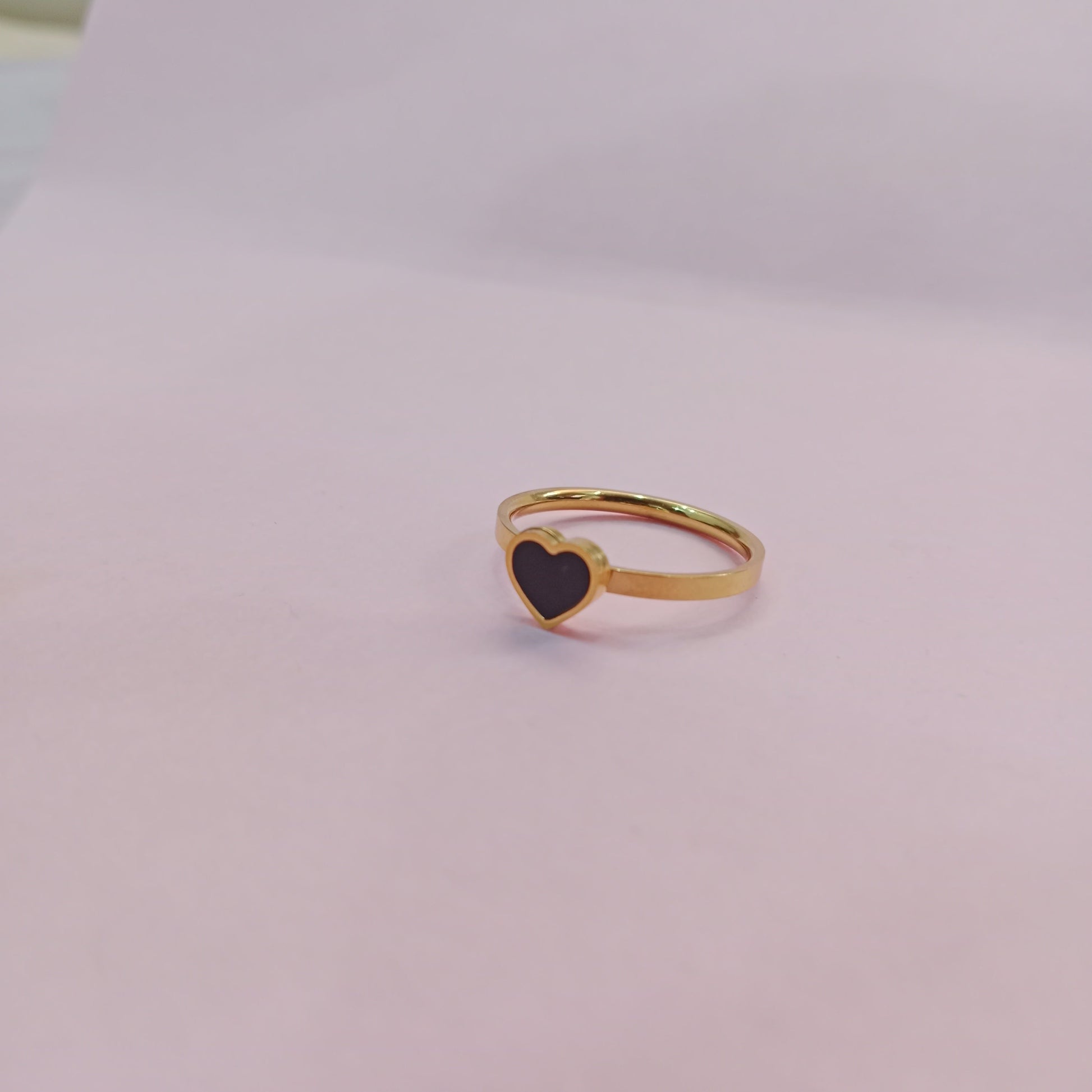 Blingso Black Heart Golden Ring – View 2