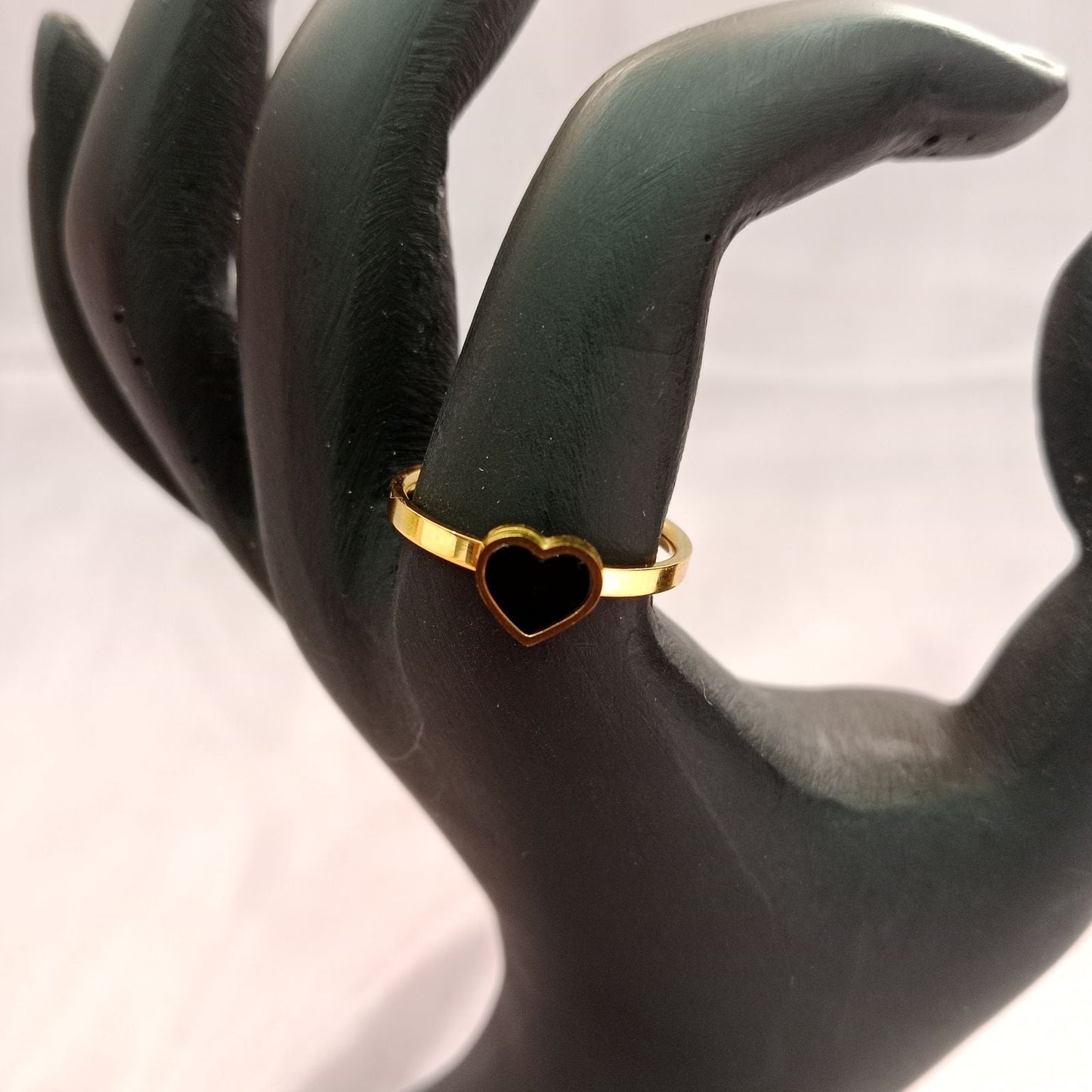 Blingso Black Heart Golden Ring – View 3