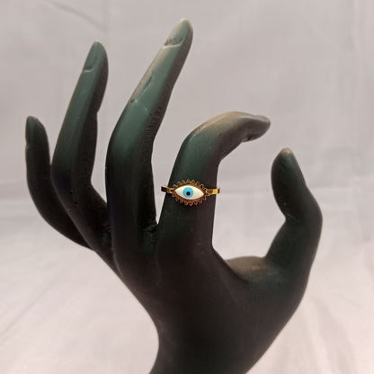 Blingso Blue Evil Eye Protection Ring – View 2