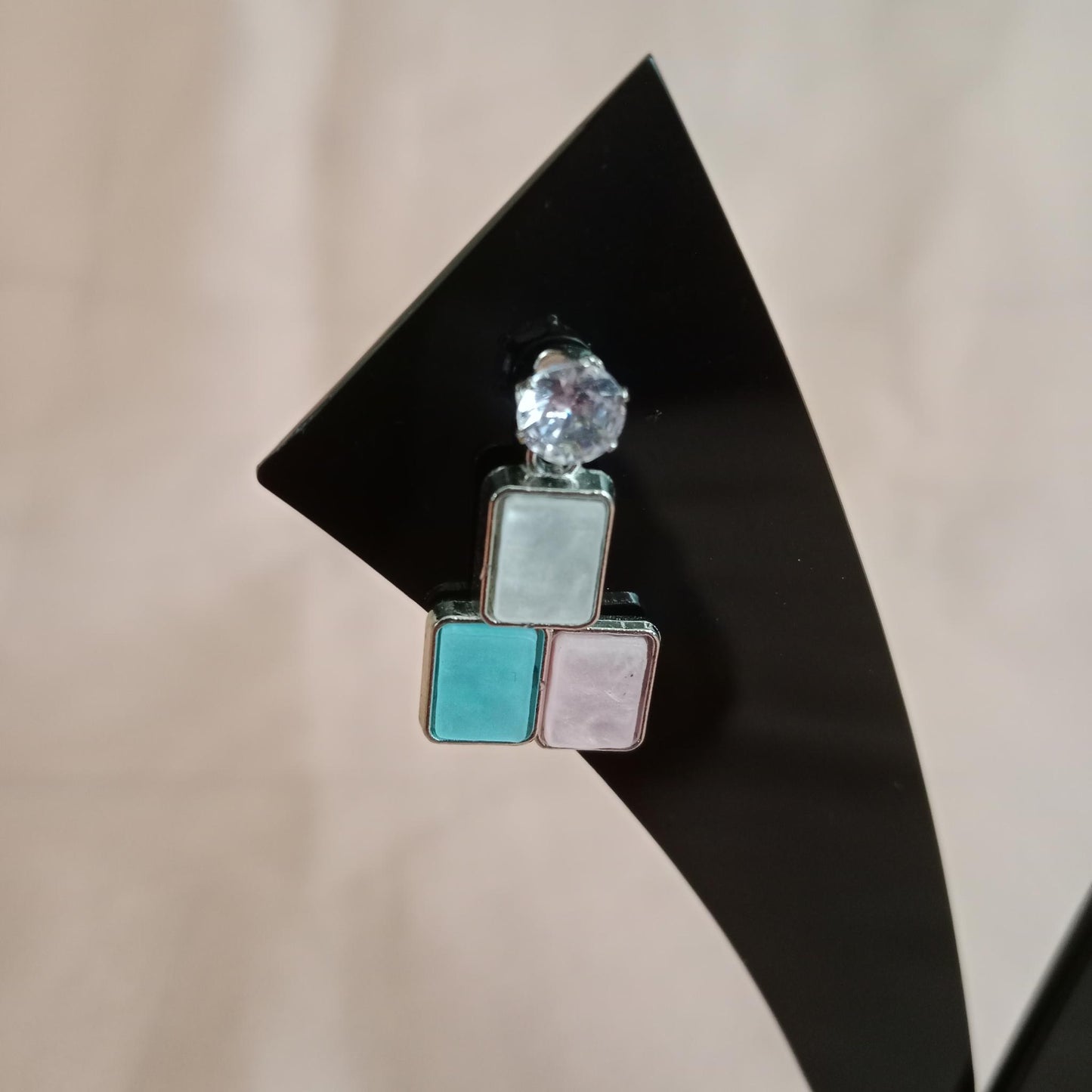 Blue Pastel Square Stone Earrings