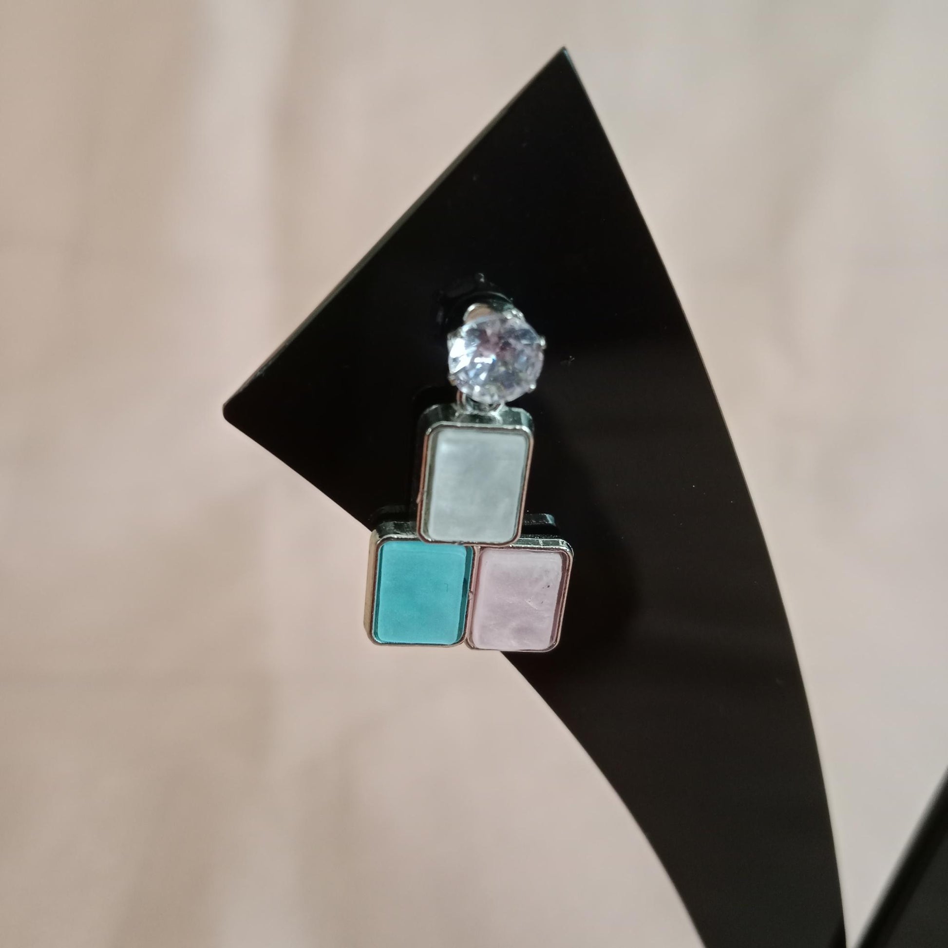 Blue Pastel Square Stone Earrings