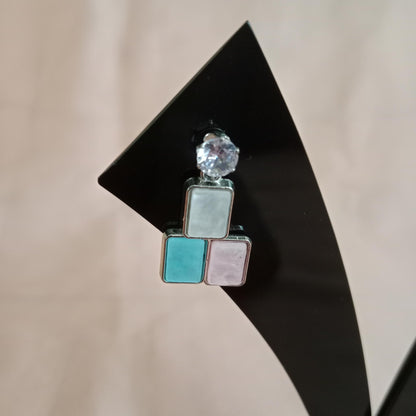 Blue Pastel Square Stone Earrings