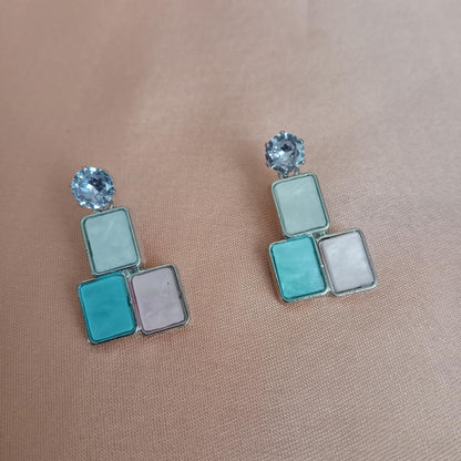 Blue Pastel Square Stone Earrings