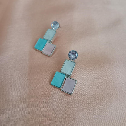 Blue Pastel Square Stone Earrings