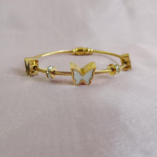 Butterfly White Enamel Bracelet bracelet by Blingso