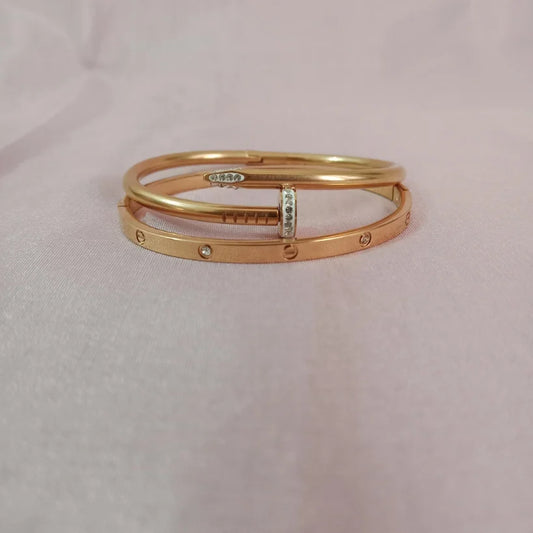 Cartier Rose Gold Stack Bracelet Combo bracelet Mront View