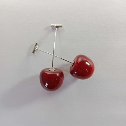 Cherry Red Dangle Earrings – playful red cherry drops