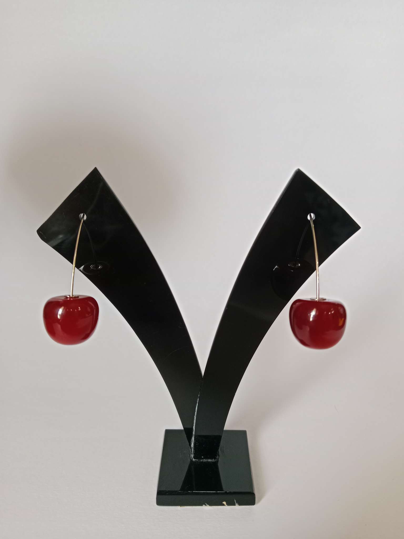 Cherry Red Dangle Earrings – glossy cherry closeup