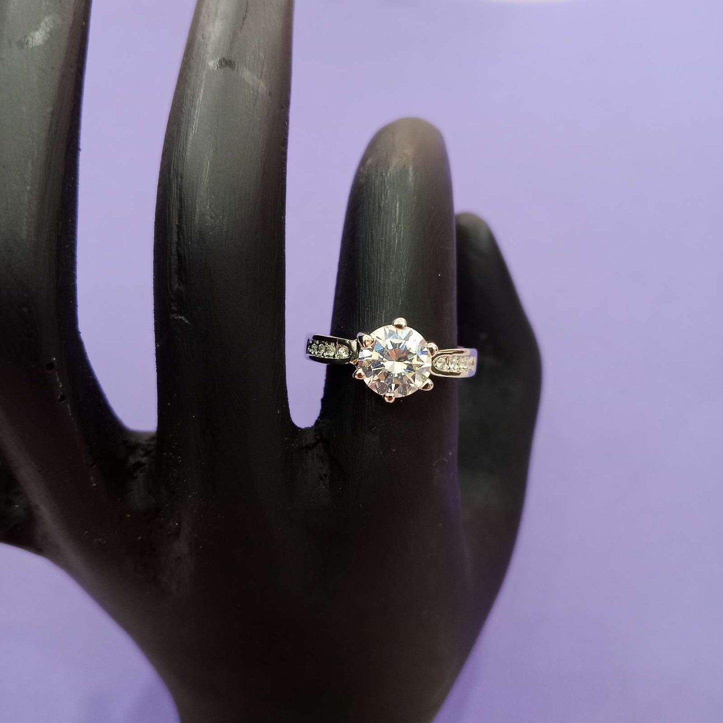 Blingso Classic Solitaire Crown Ring – View 2
