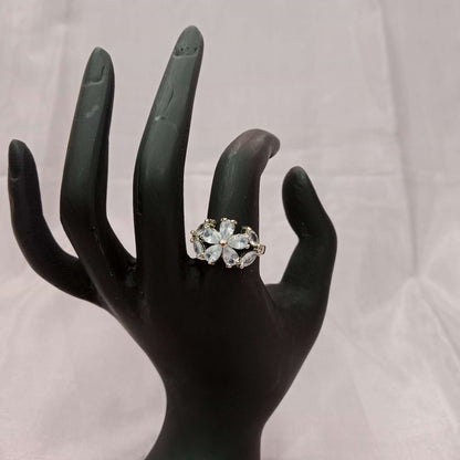 Blingso Crystal Blossom Floral Ring – View 2