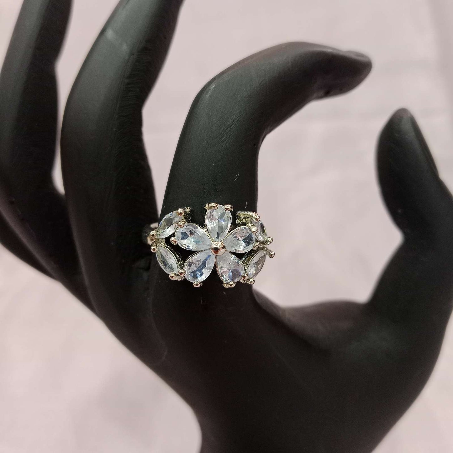 Blingso Crystal Blossom Floral Ring – Main View