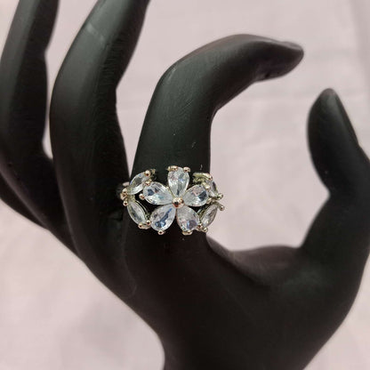 Blingso Crystal Blossom Floral Ring – Main View