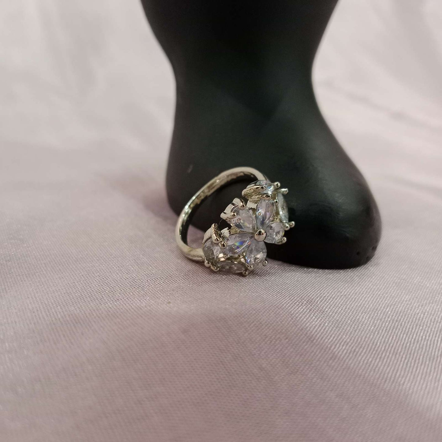 Blingso Crystal Blossom Floral Ring – View 3