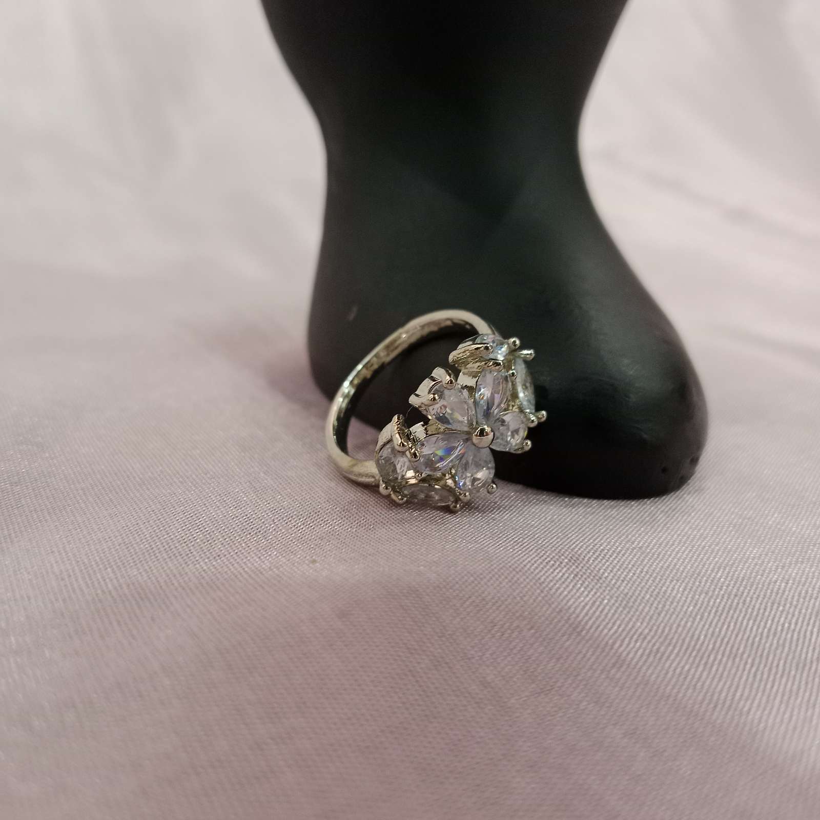 Blingso Crystal Blossom Floral Ring – View 3