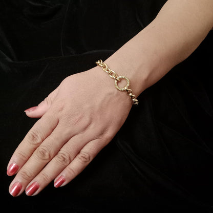 Crystal Ringlink Golden Chain Bracelet bracelet by Blingso
