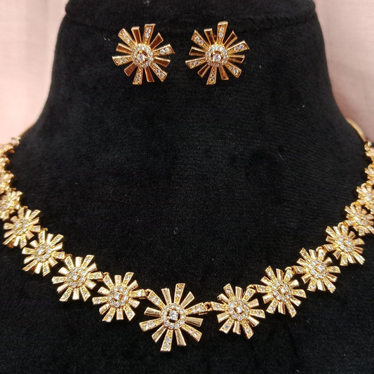 Blingso Daisy Floral Necklace & Earring Set – View 5