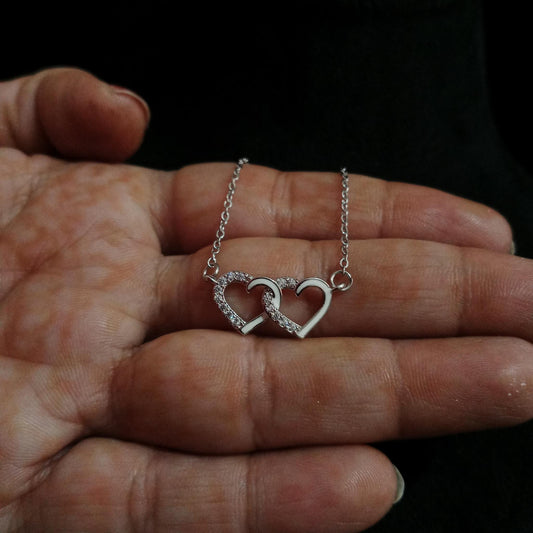 Double Heart Silver Pendant Neckpiece - Heart