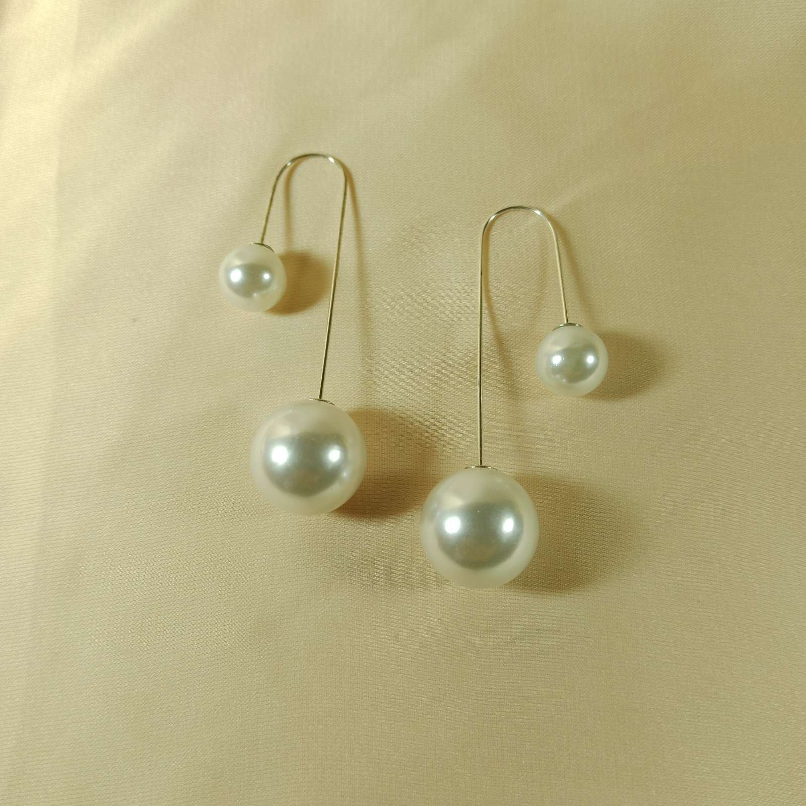 Double Pearl Drop Earrings – long minimal design