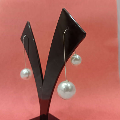 Double Pearl Drop Earrings – elegant minimal earrings