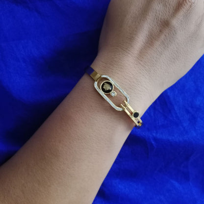 Blingso Elegant Black & Golden Bracelet – View 4