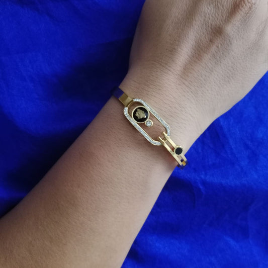Blingso Elegant Black & Golden Bracelet – View 4