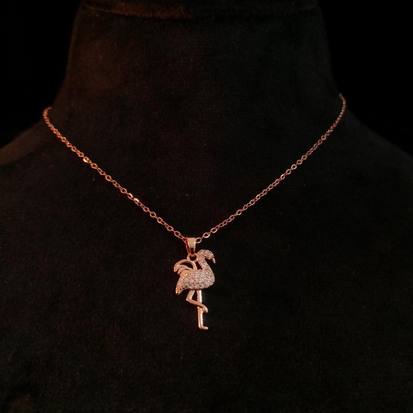 Flamingo Rose Gold Pendant Neckpiece view 3