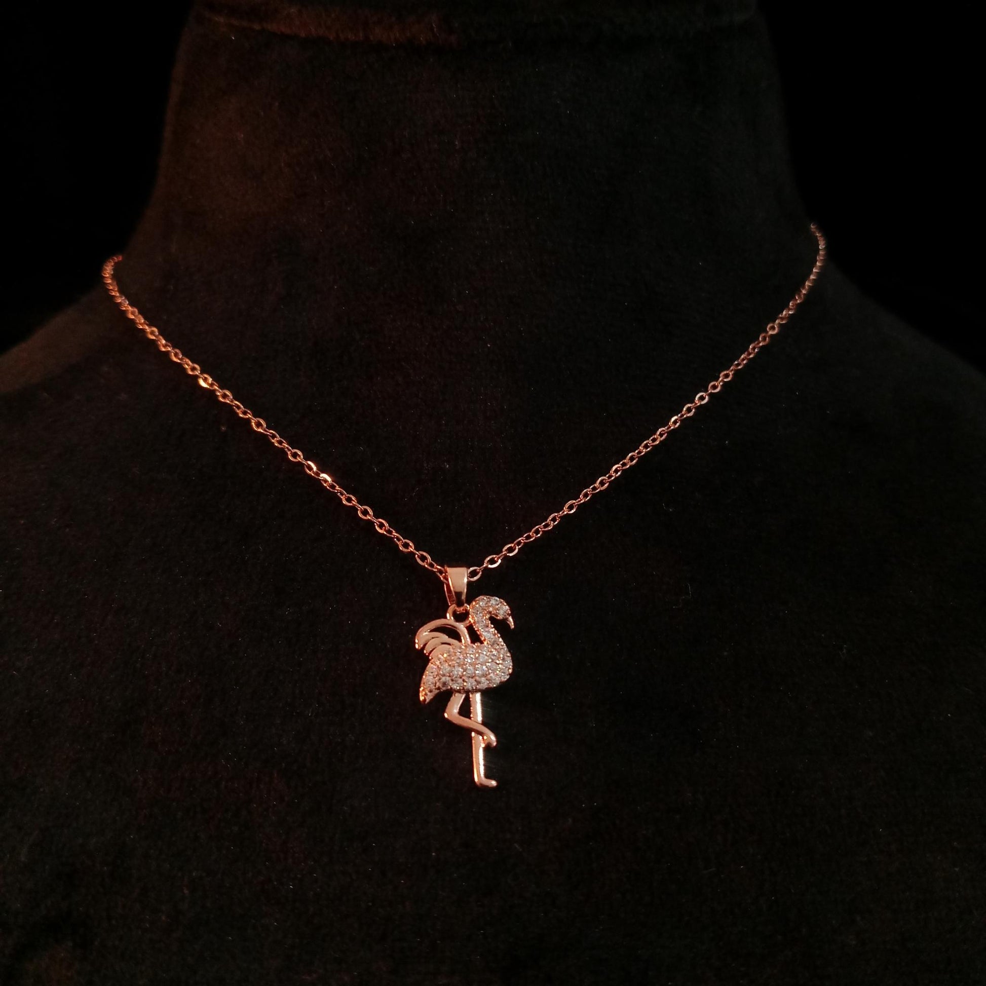 Flamingo Rose Gold Pendant Neckpiece view 3