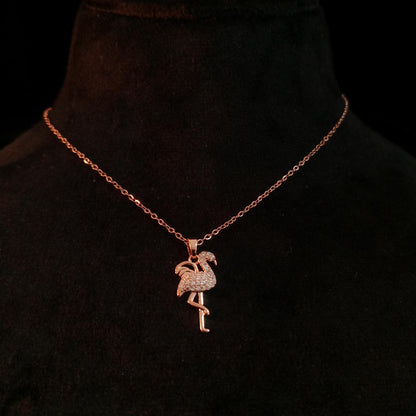 Flamingo Rose Gold Pendant Neckpiece view 3