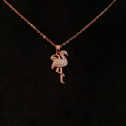 Flamingo Rose Gold Pendant Neckpiece - Flamingo