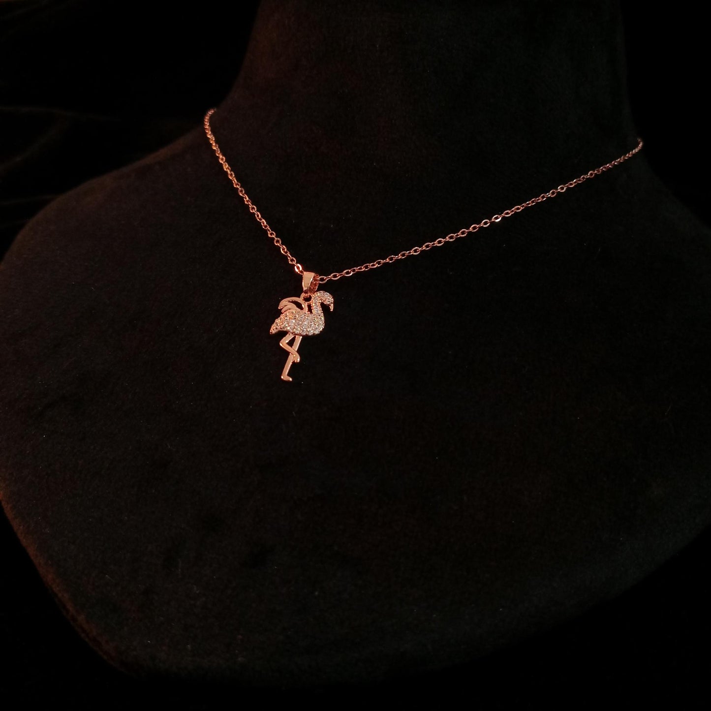 Flamingo Rose Gold Pendant Neckpiece view 2