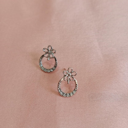 Floral Crystal Hoop Earrings